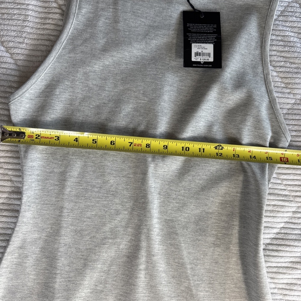 NWT True Religion dress Bodycon Women's Medium Gray Midi Mesh Sleeveless Stretch - Picture 9 of 12